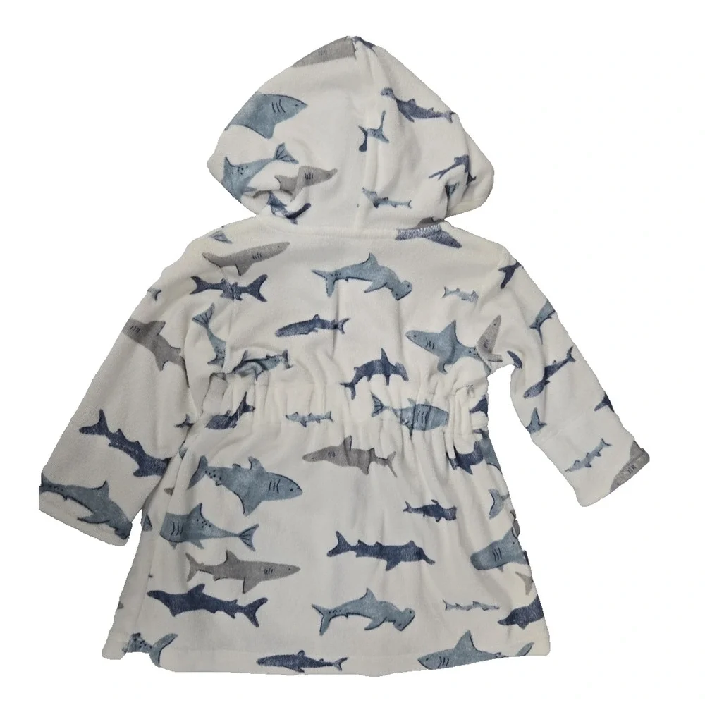 Just One You by Carters Infant Shark Print Hooded Terry Robe Size 0-9 Months New